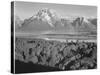 View Across River Valley Toward "Mount Moran" Grand Teton, National Park Wyoming. 1933-1942-Ansel Adams-Stretched Canvas