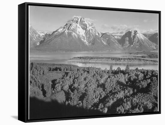 View Across River Valley Toward "Mount Moran" Grand Teton, National Park Wyoming. 1933-1942-Ansel Adams-Framed Stretched Canvas