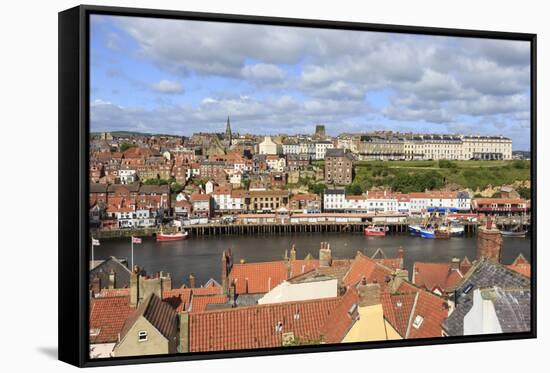 View across Rooftops to West Side Town-Eleanor Scriven-Framed Stretched Canvas