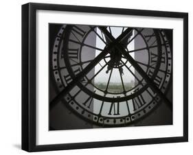 View Across Seine River from Transparent Face of Clock in the Musee d'Orsay, Paris, France-Jim Zuckerman-Framed Premium Photographic Print