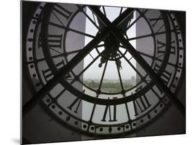 View Across Seine River from Transparent Face of Clock in the Musee d'Orsay, Paris, France-Jim Zuckerman-Mounted Photographic Print