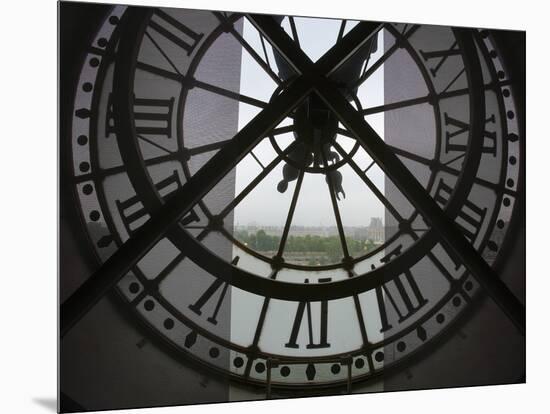 View Across Seine River from Transparent Face of Clock in the Musee d'Orsay, Paris, France-Jim Zuckerman-Mounted Photographic Print