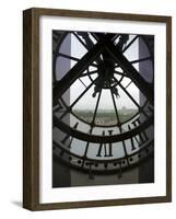 View Across Seine River Through Transparent Face of Clock in the Musee d'Orsay, Paris, France-Jim Zuckerman-Framed Photographic Print