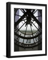 View Across Seine River Through Transparent Face of Clock in the Musee d'Orsay, Paris, France-Jim Zuckerman-Framed Photographic Print