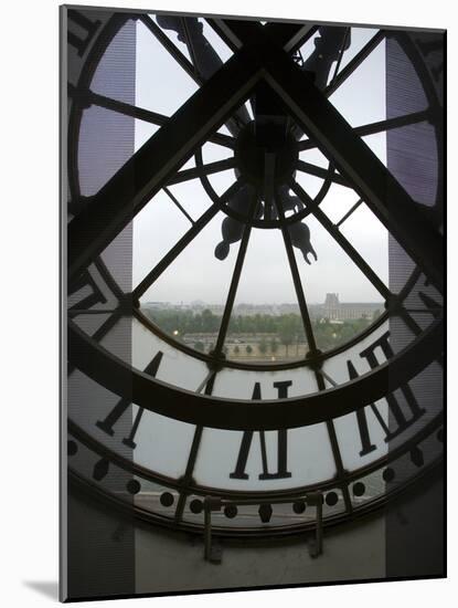 View Across Seine River Through Transparent Face of Clock in the Musee d'Orsay, Paris, France-Jim Zuckerman-Mounted Photographic Print