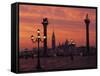 View across St. Marks Square Towards San Giorgio Maggiore at Sunrise, Venice, Veneto, Italy-Lee Frost-Framed Stretched Canvas