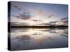 View across the Aln Estuary at Sunset, Alnmouth, Near Alnwick, Northumberland, England-Lee Frost-Stretched Canvas