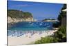 View across the Bay of Port de Sant Miquel, Island of Ibiza, Balearic Islands, Spain-null-Stretched Canvas