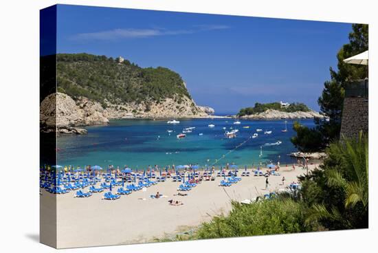 View across the Bay of Port de Sant Miquel, Island of Ibiza, Balearic Islands, Spain-null-Stretched Canvas