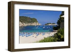 View across the Bay of Port de Sant Miquel, Island of Ibiza, Balearic Islands, Spain-null-Framed Art Print