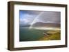 View across the Beach at Seilebost Towards Luskentyre and the Hills of North Harris with a Rainbow-Lee Frost-Framed Photographic Print