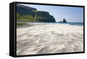 View across the Black and White Sands of Talisker Bay-Ruth Tomlinson-Framed Stretched Canvas