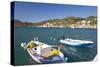 View across the Harbour, Colourful Fishing Boat in Foreground, Vathy (Vathi)-Ruth Tomlinson-Stretched Canvas