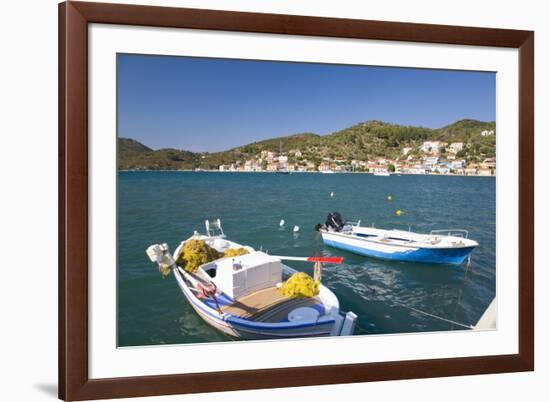 View across the Harbour, Colourful Fishing Boat in Foreground, Vathy (Vathi)-Ruth Tomlinson-Framed Photographic Print