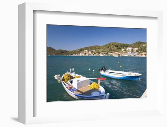 View across the Harbour, Colourful Fishing Boat in Foreground, Vathy (Vathi)-Ruth Tomlinson-Framed Photographic Print