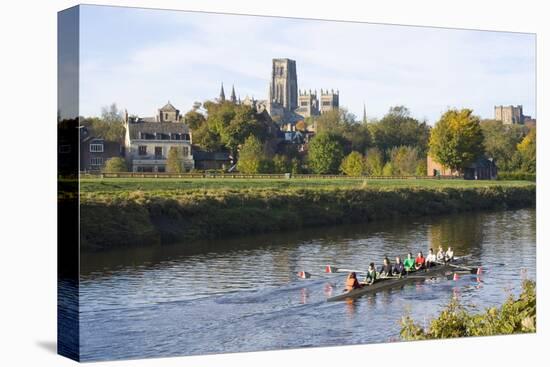 View across the River Wear to Durham Cathedral, Female College Rowers in Training, Durham-Ruth Tomlinson-Stretched Canvas