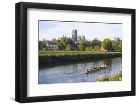 View across the River Wear to Durham Cathedral, Female College Rowers in Training, Durham-Ruth Tomlinson-Framed Photographic Print