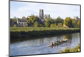 View across the River Wear to Durham Cathedral, Female College Rowers in Training, Durham-Ruth Tomlinson-Mounted Photographic Print