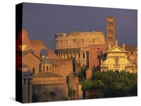 View Across the Roman Forum Towards Colosseum and St. Francesco Romana, Rome, Lazio, Italy, Europe-John Miller-Stretched Canvas