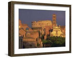 View Across the Roman Forum Towards Colosseum and St. Francesco Romana, Rome, Lazio, Italy, Europe-John Miller-Framed Photographic Print