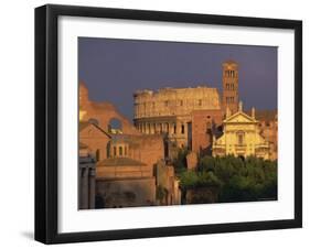 View Across the Roman Forum Towards Colosseum and St. Francesco Romana, Rome, Lazio, Italy, Europe-John Miller-Framed Photographic Print