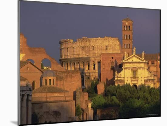 View Across the Roman Forum Towards Colosseum and St. Francesco Romana, Rome, Lazio, Italy, Europe-John Miller-Mounted Photographic Print