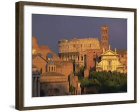 View Across the Roman Forum Towards Colosseum and St. Francesco Romana, Rome, Lazio, Italy, Europe-John Miller-Framed Photographic Print
