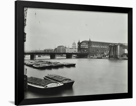 View across the Thames to Cannon Street Station, London, 1958-null-Framed Photographic Print