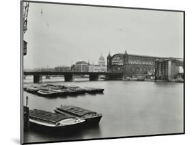 View across the Thames to Cannon Street Station, London, 1958-null-Mounted Photographic Print