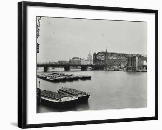 View across the Thames to Cannon Street Station, London, 1958-null-Framed Photographic Print