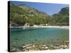 View across the Turquoise Waters of Cala Tuent Near Sa Calobra, Mallorca, Balearic Islands, Spain, -Ruth Tomlinson-Stretched Canvas