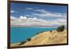 View across the turquoise waters of Lake Pukaki, near Twizel, Mackenzie district, Canterbury, South-Ruth Tomlinson-Framed Photographic Print