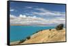 View across the turquoise waters of Lake Pukaki, near Twizel, Mackenzie district, Canterbury, South-Ruth Tomlinson-Framed Stretched Canvas