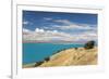 View across the turquoise waters of Lake Pukaki, near Twizel, Mackenzie district, Canterbury, South-Ruth Tomlinson-Framed Photographic Print