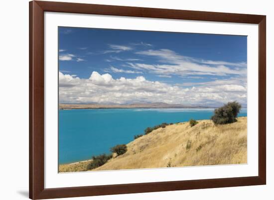 View across the turquoise waters of Lake Pukaki, near Twizel, Mackenzie district, Canterbury, South-Ruth Tomlinson-Framed Photographic Print