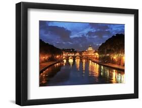 View across Tiber River towards St. Peter's Basilica, Rome, Lazio, Italy, Europe-Hans-Peter Merten-Framed Photographic Print