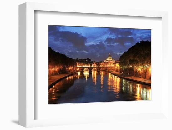 View across Tiber River towards St. Peter's Basilica, Rome, Lazio, Italy, Europe-Hans-Peter Merten-Framed Photographic Print