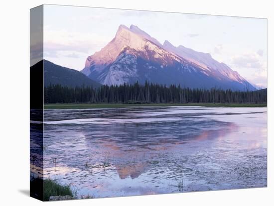 View Across Vermilion Lakes to Mount Rundle, at Sunset, Banff National Park, Alberta, Canada-Ruth Tomlinson-Stretched Canvas