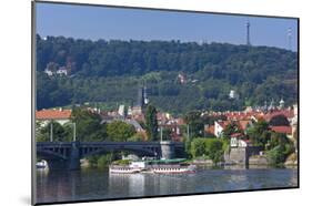 View across Vltava River towards Prague Lesser Town with Petrin Observation Tower, Czech Republic-null-Mounted Art Print