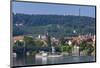 View across Vltava River towards Prague Lesser Town with Petrin Observation Tower, Czech Republic-null-Mounted Art Print