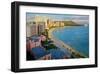 View across Waikiki Beach towards Diamond Head, Honolulu, Island of Oahu, Hawaii, USA-null-Framed Art Print