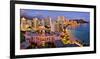 View across Waikiki Beach towards Diamond Head, Honolulu, Island of Oahu, Hawaii, USA-null-Framed Art Print