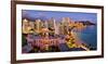 View across Waikiki Beach towards Diamond Head, Honolulu, Island of Oahu, Hawaii, USA-null-Framed Art Print