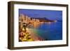 View across Waikiki Beach towards Diamond Head, Honolulu, Island of Oahu, Hawaii, USA-null-Framed Art Print