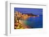 View across Waikiki Beach towards Diamond Head, Honolulu, Island of Oahu, Hawaii, USA-null-Framed Art Print