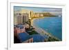 View across Waikiki Beach towards Diamond Head, Honolulu, Island of Oahu, Hawaii, USA-null-Framed Art Print