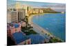 View across Waikiki Beach towards Diamond Head, Honolulu, Island of Oahu, Hawaii, USA-null-Mounted Art Print