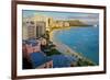 View across Waikiki Beach towards Diamond Head, Honolulu, Island of Oahu, Hawaii, USA-null-Framed Art Print