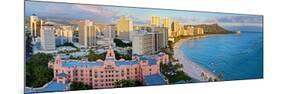 View across Waikiki Beach towards Diamond Head, Honolulu, Island of Oahu, Hawaii, USA-null-Mounted Art Print