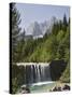 View Across Waterfall Over Weir on River Velika Pisnca to Prisank Mountain, Dolina, Slovenia-Pearl Bucknell-Stretched Canvas